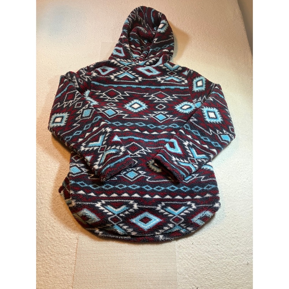 Cruel Denim Womens Southwestern‎ Aztec Print Sherpa Fleece Quarter Zip Hoodie L